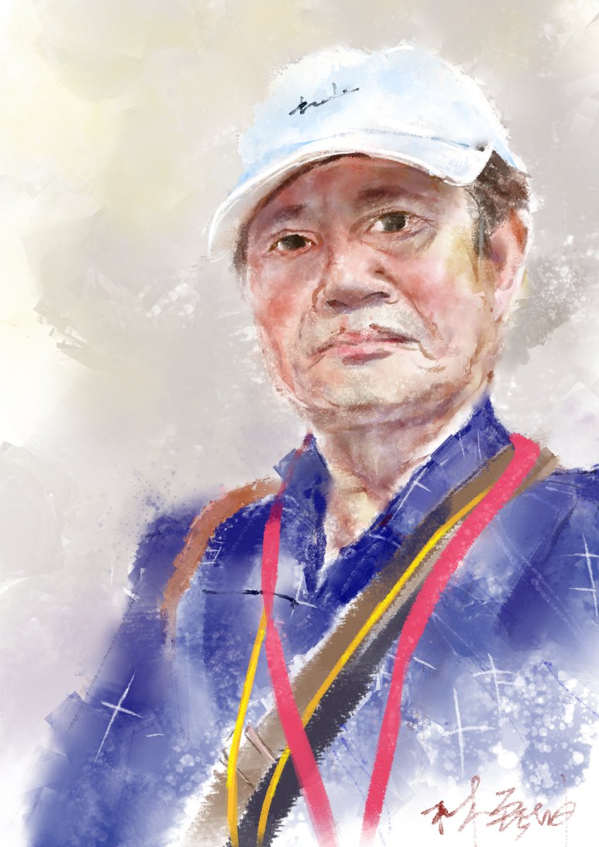 hungkunglin's tweet photo. 這是一起畫人像的社友，獨創風格的原子筆畫堪稱一絕，也是位很好的老師，其實幫畫家畫人像好像有點班門弄斧... https://t.co/gvaojfSbD1