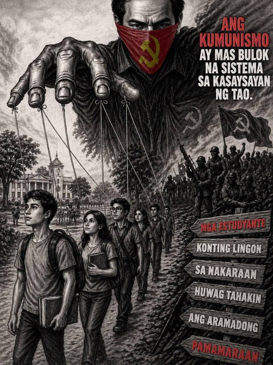 UPLBPerspect17's tweet photo. Mga Isko’t Iska, huwag magpalinlang. Ang tunay na lakas ay nasa kaalaman at kapayapaan, hindi sa karahasan. Ang armadong tunggalian ay nagdudulot lamang ng pagdurusa at pagkawatak-watak.
#NoToCommunistIdeology #NoToCPPNPANDF
@uplbperspective https://t.co/9F7CN5nsS1