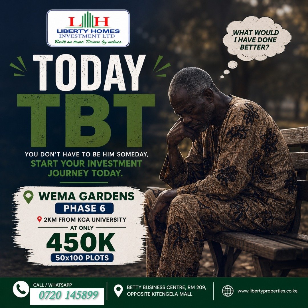 muchirimashamba's tweet photo. #TBT
One day, you don't want to be asking yourself, "What would I have done better?" The best time to invest was yesterday. The next best time is today.

Secure your future with a plot at Wema Gardens for Ksh 450k.

📞 0720 145899

Ruto Ebola Gachagua England Sifuna Ronaldo Ghana https://t.co/NGcV33gL5a