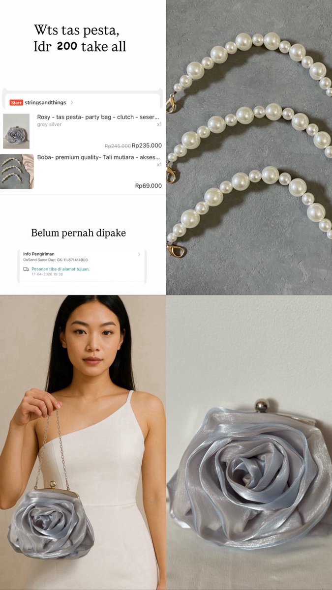 spreadlovesss's tweet photo. Wts jual tas pesta warna grey silver rose blm pernah pakai.
IDR 200 sm strap manik
Bisa by oren

#wts #preloved #zonauang #zonajajan https://t.co/cTB0hDcQ40