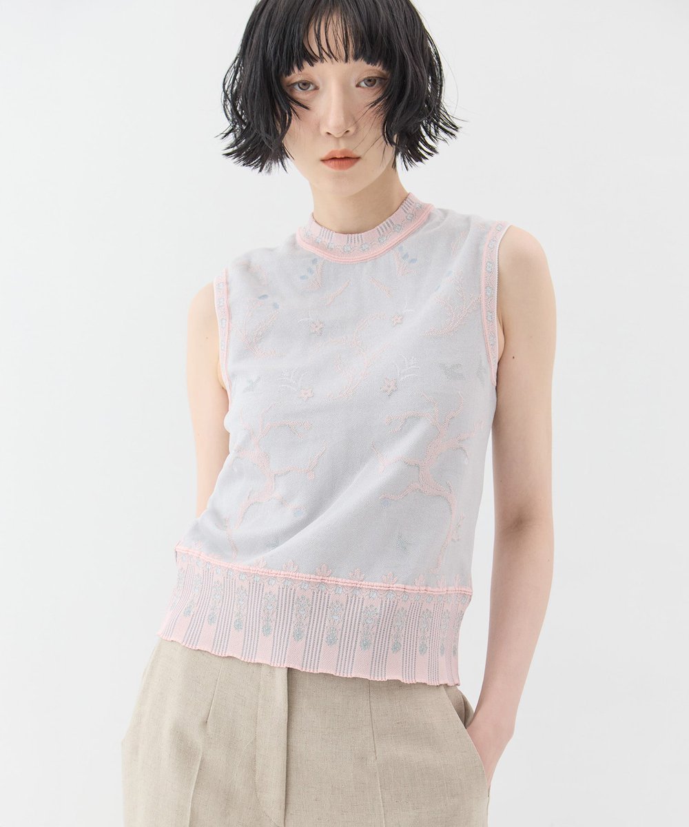 MameKurogouchi Layered Jacquard Sleeveless Knit Top ガラスの絵付け
