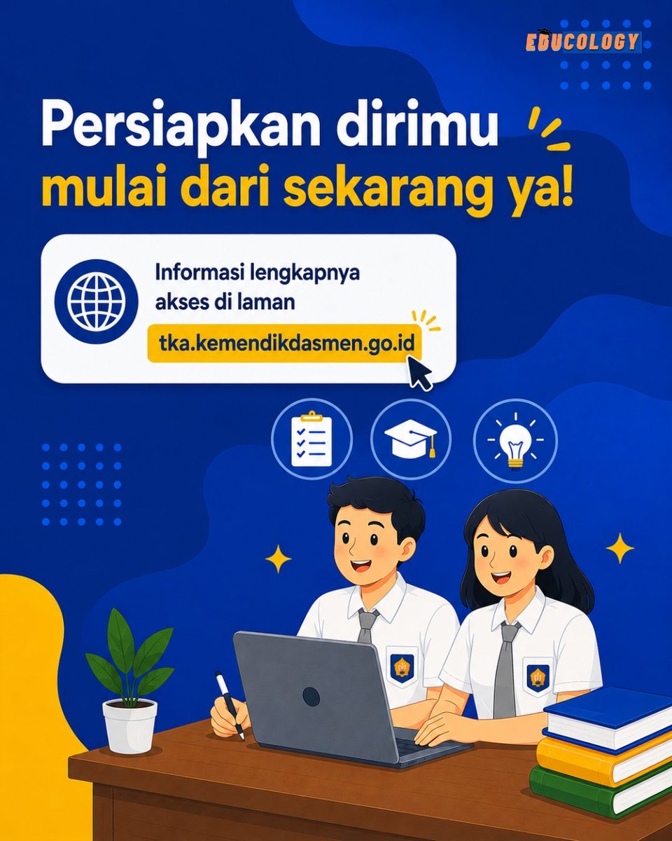 educology_id's tweet photo. Catat tanggalnya!! 
Jadwal pelaksanaan Tes Kemampuan Akademik jenjang SMA/SMK/MA/Sederajat 2026 sudah keluar 📅  
Jangan kejar deadline. Yuk, mulai persiapkan dirimu dari sekarang 🚀  

Cek detail &amp; kisi-kisinya pada laman: https://t.co/K9aEbG4gUf

#TKA2026 #TKASMA #TKASMK https://t.co/Xanmc0CXA8
