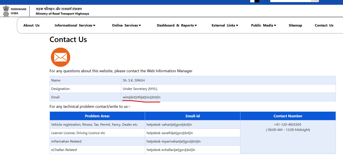 vijayklu's tweet photo. Only contact email of ministry of road transport is not working @nitin_gadkari @MORTHIndia @TGRTAIndia @TransportAndhra  why to use vahan portal, if servers are not working.@naralokesh @ncbn https://t.co/1QgCfH6KKO