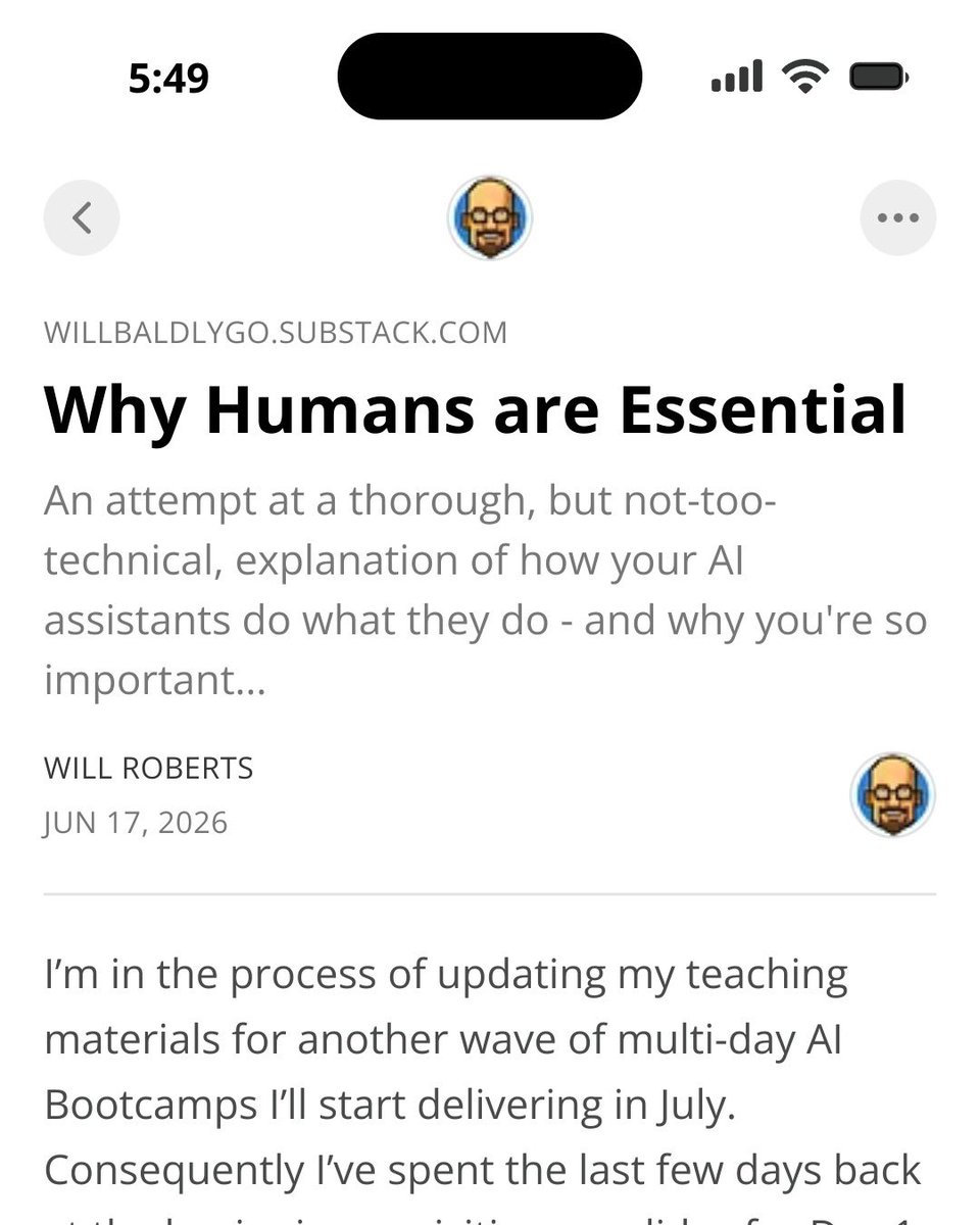 AIadventurer's tweet photo. 🤔 AI tools are not like microwaves…

I make a point of helping my AI Bootcamp learners gain as deep an understanding as possible of what’s actually happening behind the scenes when they prompt their preferred AI Chatbot.

It’s a lot to take in, and you may argue that it’s not really necessary to teach people exactly how a microwave heats food in order to teach them how to warm up leftovers.
But AI systems are not like Microwaves.

Microwaves are deterministic. 
If you tell one to defrost your food for 10 minutes it will always spend the next 10 minutes defrosting your food.

AI is probabilistic. 
It will *probably* defrost your food for 10 minutes. But once in a while it might just decide the weird toaster oven setting you’ve never tried is a better option, and 10 minutes later you’re looking at charcoal and frantically wafting a tea towel at your smoke alarm 🔥🚨 

If you don’t understand how AI works, how can you learn to predict what it will or won’t be good at, or to understand how to write prompts that get results?

Learn what you need to know below ⬇️