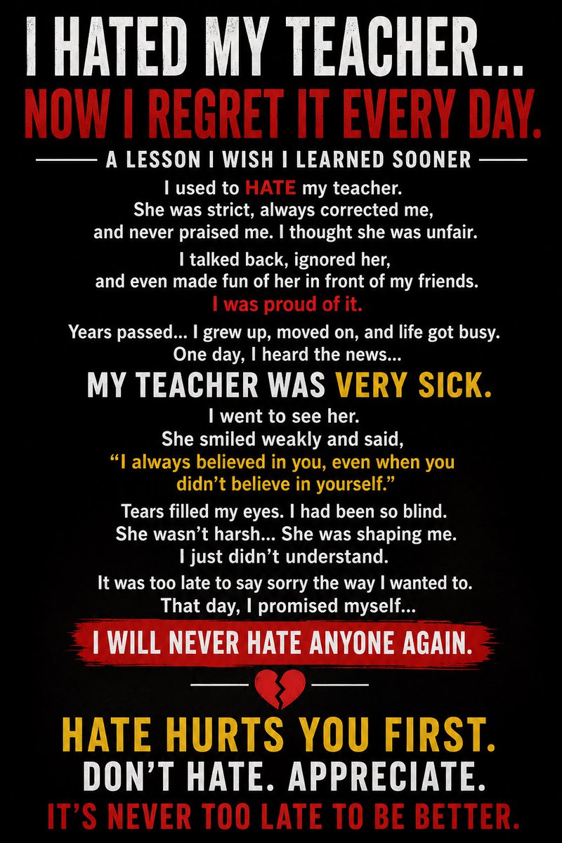 Unsharedchapter's tweet photo. Have you ever hated someone so much that you couldn't see the good they were doing for you?

Years later, did you regret it?

What's your story?

👇
#LifeLessons #Motivation #GrowthMindset https://t.co/VjOIsdl5TQ