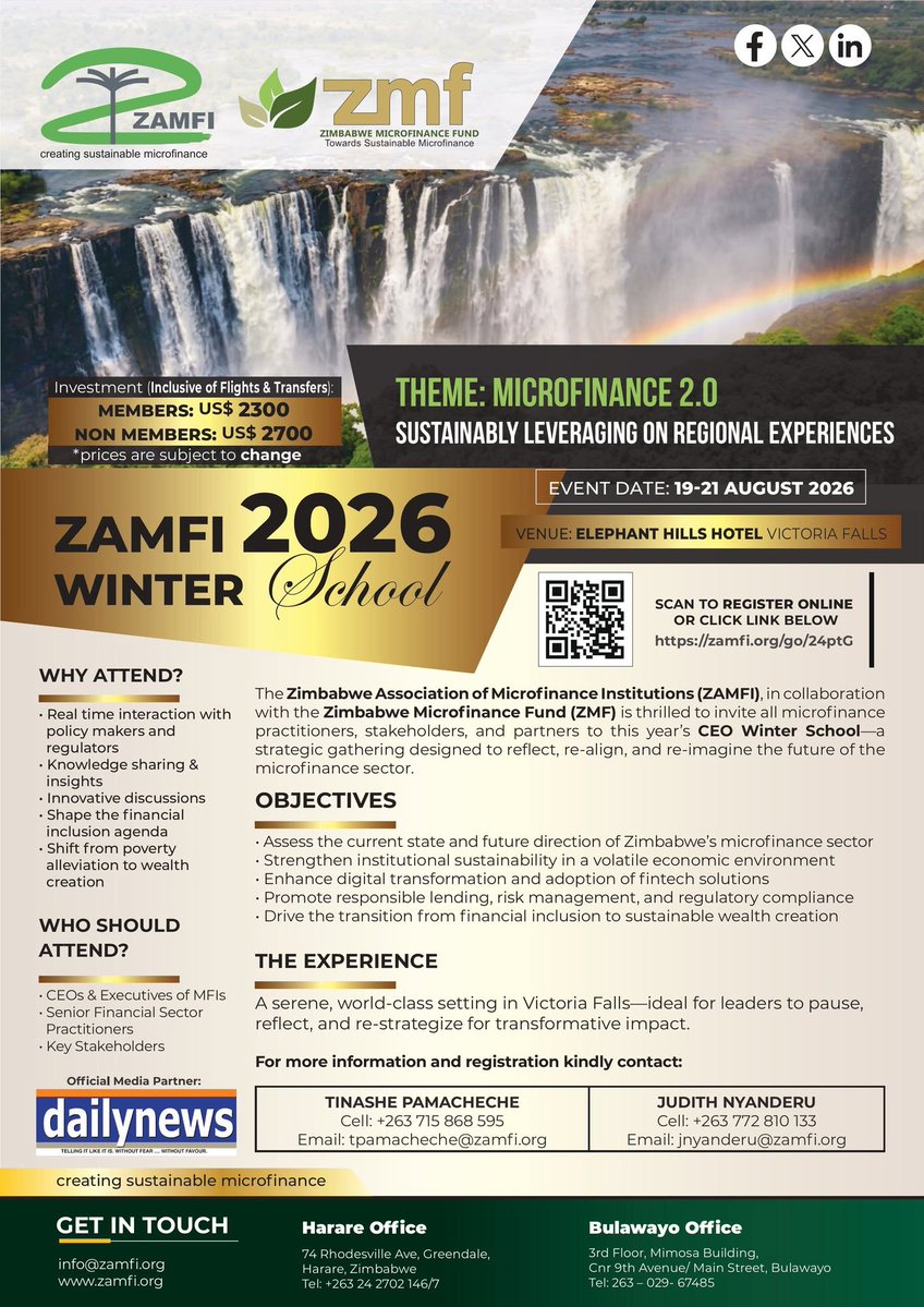 zmwft's tweet photo. Don't miss out the 2026 Winter School with the theme: Microfinance 2.0 Sustainably Leveraging on Regional Experiences! https://t.co/3JskjTtmd5