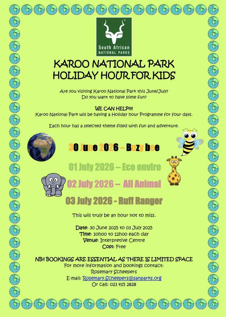 SANParksKrNP's tweet photo. School holiday activities in #KarooNationalPark #WildBackYard #LiveYourWild @SANParks https://t.co/oWKsqM6iaR