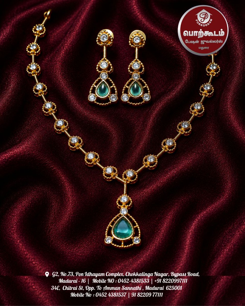 Porkoodam's tweet photo. ✨ Elegance that speaks without words. ✨

Adorn yourself with timeless beauty and graceful charm. This exquisite designer jewellery set is crafted to make every moment special, adding a touch of sophistication to your festive, wedding, and celebration looks. 💎👑 https://t.co/gzaE1AiJQ5