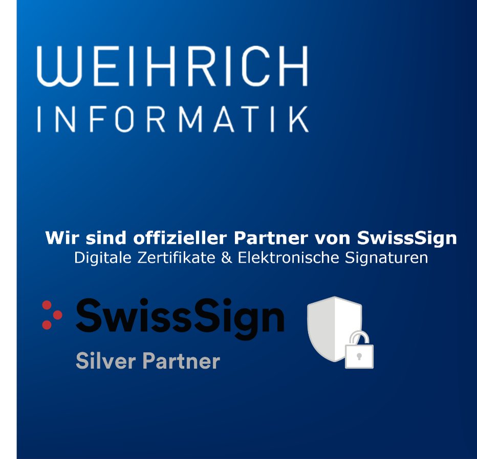 Weihrich_IT's tweet photo. Wir sind offizieller SwissSign Partner!

Damit unterstützen wir unsere Kundinnen und Kunden ab sofort noch gezielter im Bereich digitaler Zertifikate und elektronischer Signaturen – mit vollständig Schweizer Infrastruktur für maximale digitale Souveränität und Vertrauen. https://t.co/LYBLqblXZv