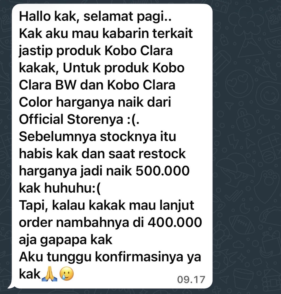 alifff71's tweet photo. sedih bgt harga ereader kobo naikkk huaaa pdhl udah po case nya  :(( https://t.co/A1BOvAXhRv
