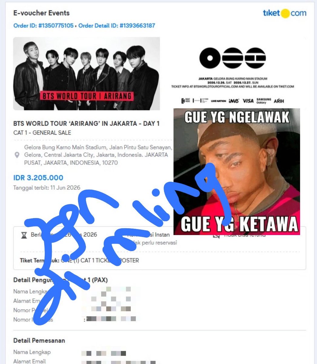boompalaeboom's tweet photo. WTS ARIRANG DAY 1‼️

1 tix : cat 1 day 1 
dom : jakarta
✅cicilan  (tp akan lebih mahal)

harga bisa dm, aku lepas ini kalau dapet day 3 https://t.co/eBgBUdzA0e