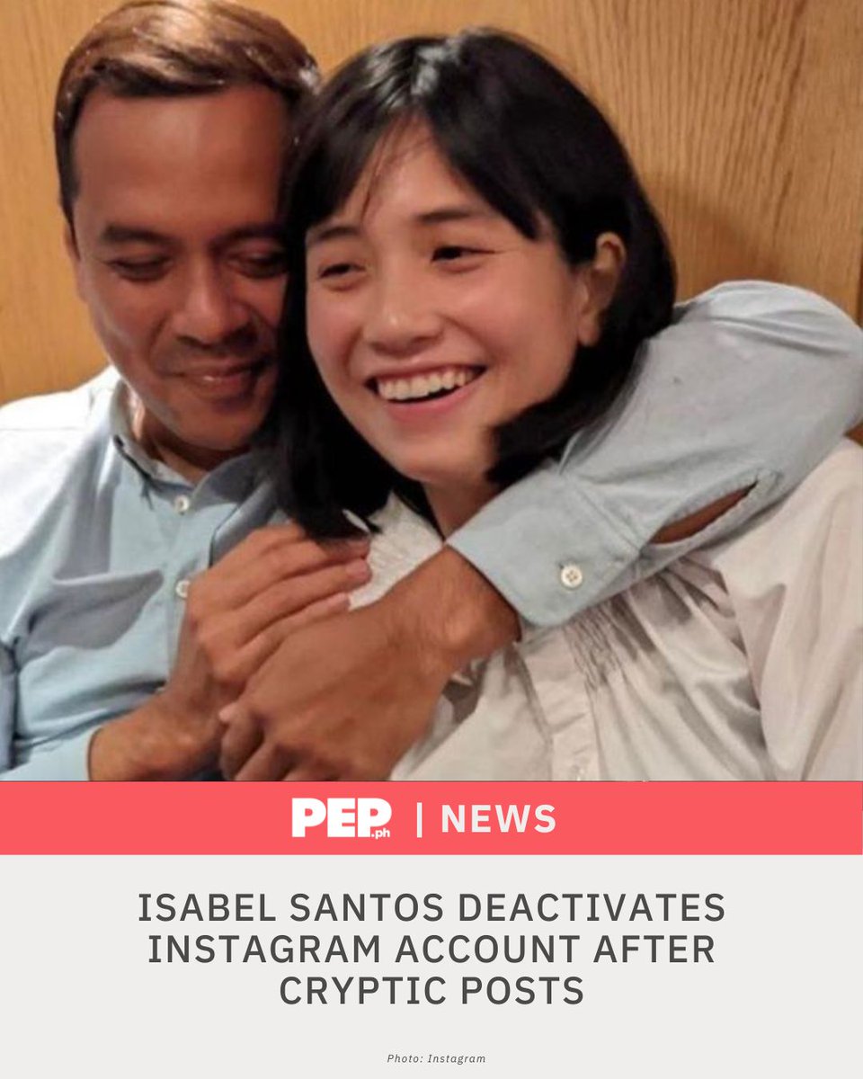 PEPalerts's tweet photo. Isabel Santos, girlfriend of actor John Lloyd Cruz, deactivates Instagram account after posting several cryptic messages about her birthday: "36 is the year you start accepting compliments without embarrassment. This year your task is to believe in the promise of your own life. Say no to sh*t you hate."
https://t.co/ME0zWeJqe7