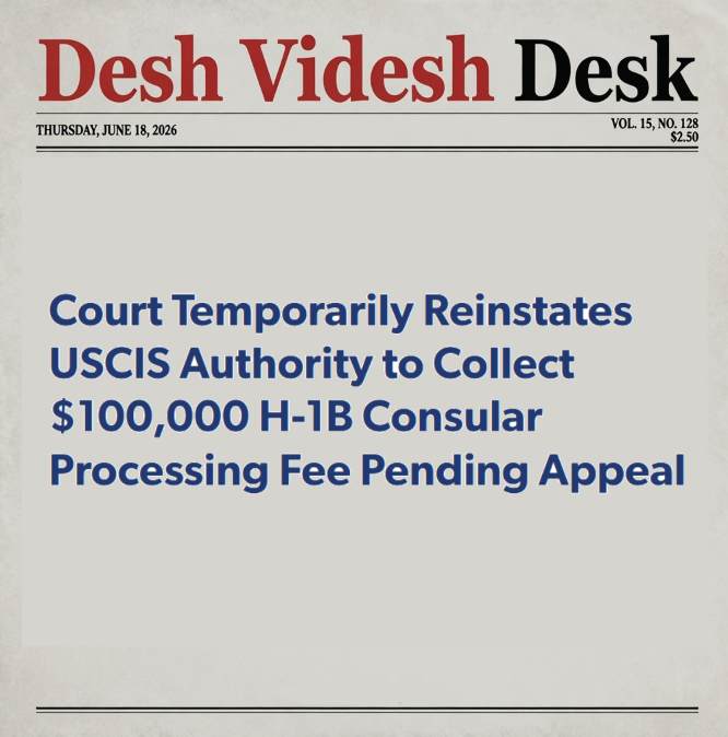 deshvideshdesk's tweet photo. Court Temporarily Reinstates USCIS Authority to Collect $100,000 H-1B Consular Processing Fee Pending Appeal 🔗👇
https://t.co/ffgXLOZFcK 

To stay up to date follow us on YouTube: 👇👇🩷https://t.co/q8Pfzhdsz5  Tiktok: https://t.co/l4IrrVloIB  and https://t.co/1StqsmiEG9 https://t.co/Av9q5xgREL