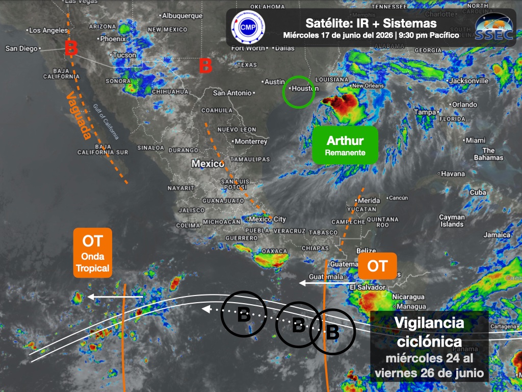 CMPtiempo's tweet photo. 🔺Aviso: Tormentas en México
🌀Pacífico: Vigilancia ciclónica
**Aumento de lluvias occidente, sur, bajío y centro del país**
🔺Precaución: jueves a viernes con tormentas y chubascos fuertes en Michoacán, Guerrero, Oaxaca (costas y montañas), Chiapas (costas), Durango, Zacatecas, https://t.co/WrQz6yrowA
