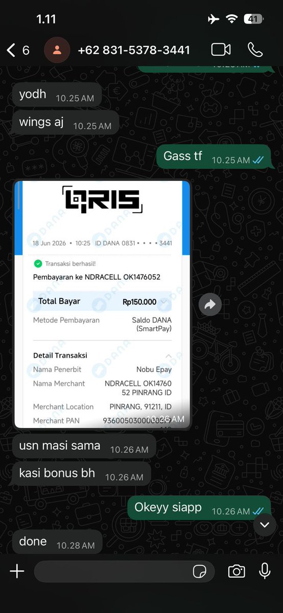 Seralunne's tweet photo. ‼️Help RT‼️

SCAMER ROBLOX‼️

+62 831‑5378‑3441
usn roblox Farudha's1

Dia beli item dan skin roblox pake bukti tf yang udah di edit.
Total kerugian Rp. 550.000

Tolong bantu spam guys😭 -c
#zonauang https://t.co/dM9MueBcX2