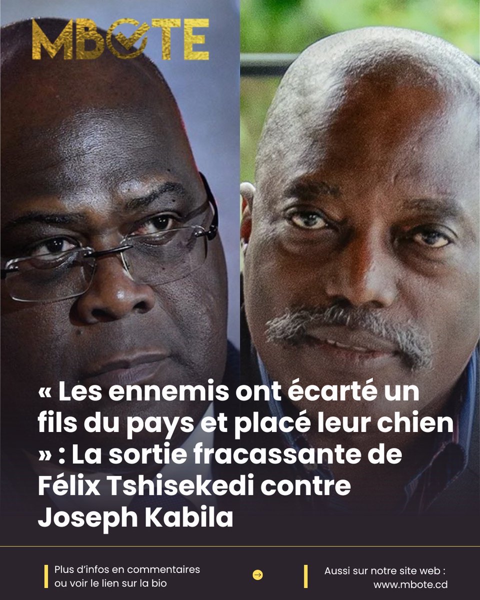 mbotecd's tweet photo. « Les ennemis ont écarté un fils du pays et placé leur chien » : La sortie fracassante de Félix Tshisekedi contre Joseph Kabila ☞ https://t.co/lwpDs8DcGG https://t.co/01oW3nxMsw