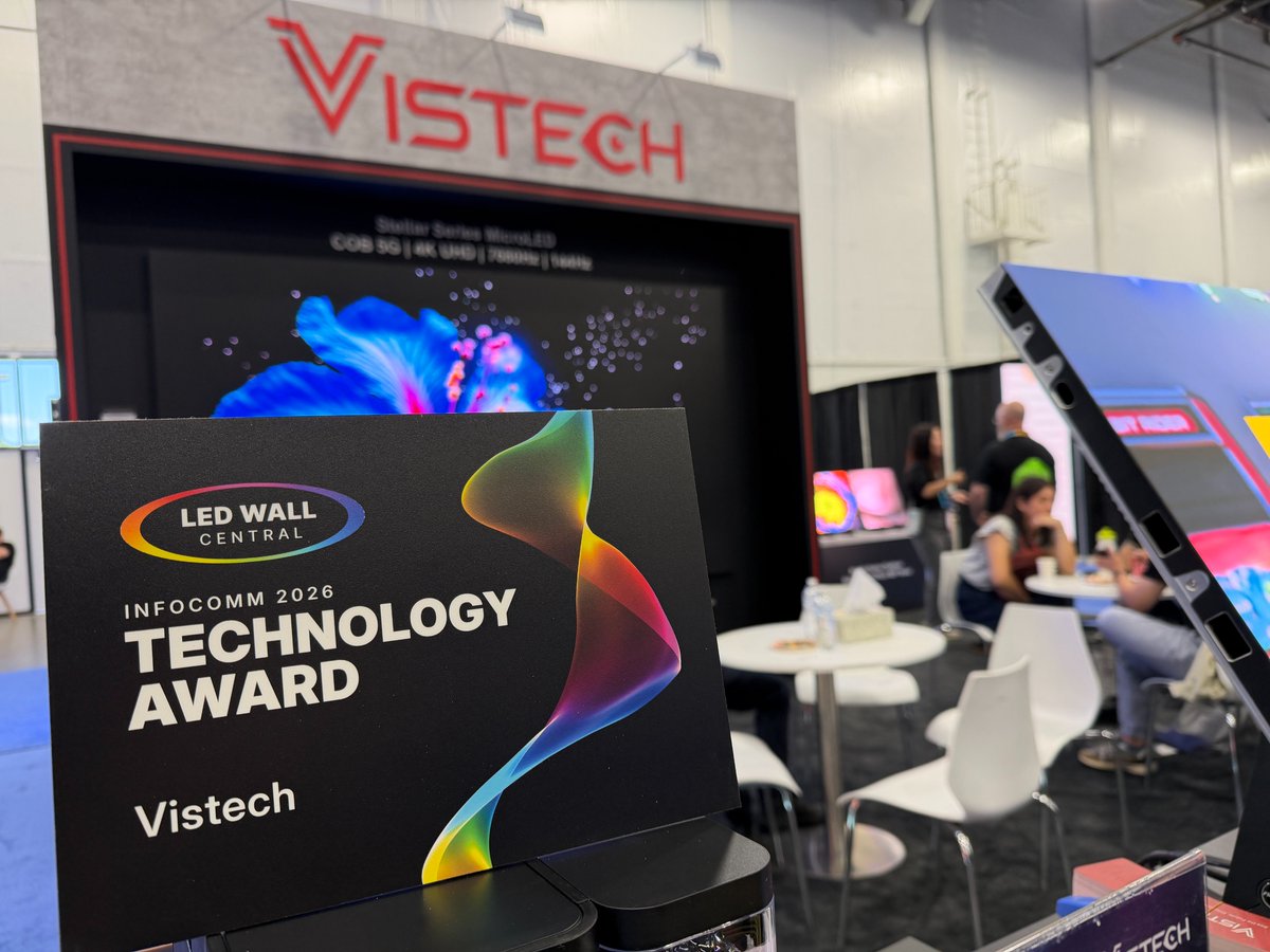 Vistech_Tech's tweet photo. 🏆 Exciting News from Day 1 of InfoComm 2026!
We're proud to receive a Technology Award and showcase our latest Micro &amp; Mini LED display innovations at Booth C9965. Visit us at Booth C9965 to experience the future of Micro &amp; Mini LED display technology. #InfoComm2026 https://t.co/y3IfyjhvRj