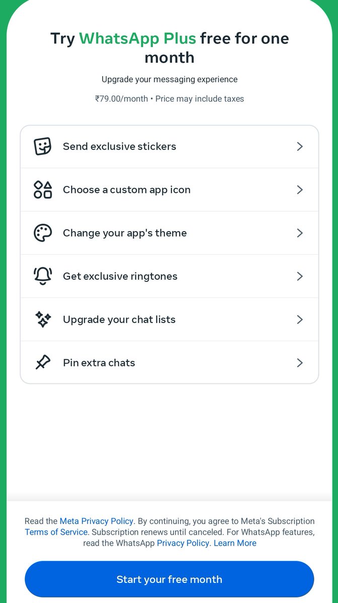 imesvar's tweet photo. WhatsApp Plus is now available!

✨ Custom Themes
🎨 Custom Icons
📌 Extra Chat Pins
🔔 Exclusive Ringtones
💰 ₹79/month after a free trial.
Would you subscribe, or is regular WhatsApp enough for you?

Drop your vote below 
#WhatsAppPlus #WhatsApp #Meta #TechNews #Subscription https://t.co/k7IBTs21OG