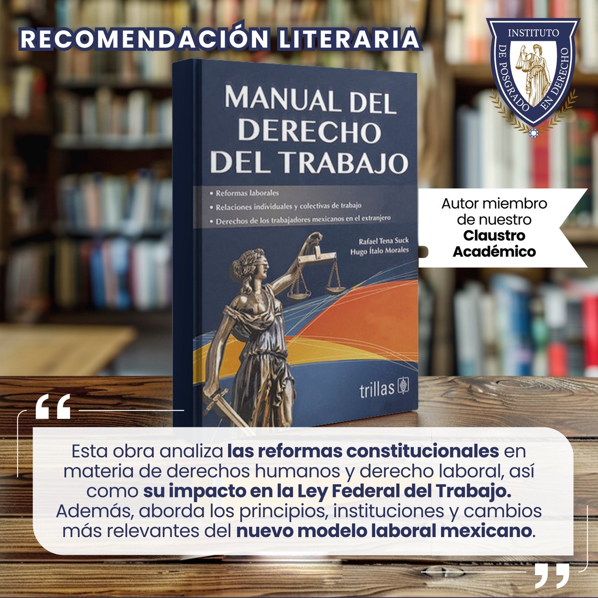 IPD_Mexico's tweet photo. Comprender la evolución del Derecho Laboral es esencial para interpretar los retos actuales del mundo del trabajo. 

#DerechoLaboral #ManualDelDerechoDelTrabajo #IPD #CulturaJurídica #FormaciónJurídica #AbogadosLaboralistas https://t.co/RiaQYhnTYO