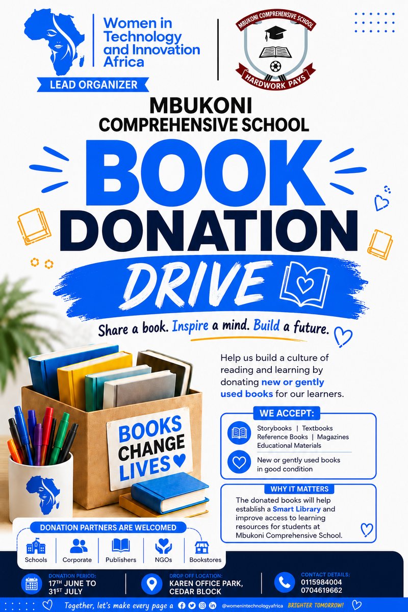 planitke's tweet photo. At WITIA, we believe every child deserves access to the resources they need to learn, grow, and succeed.That's why we're proud to partner with Mbukoni Comprehensive School to launch a Book Donation Drive aimed at building a Smart Library and fostering stronger culture. https://t.co/mnV2PAAn71