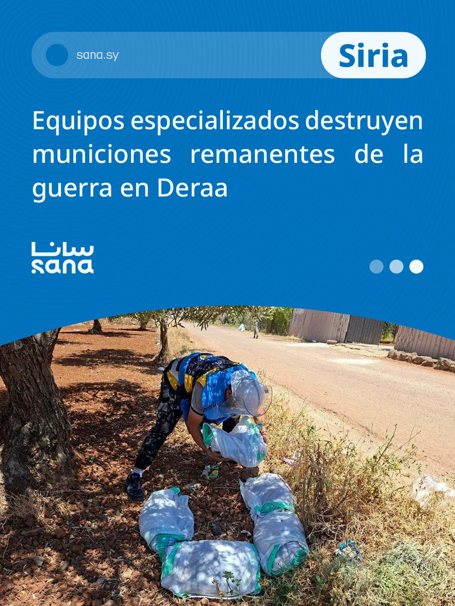 Agencia_Sana's tweet photo. Equipos especializados destruyen municiones remanentes de la guerra en Deraa
#Deraa
🖇Detalles 👇
https://t.co/9SN5IoE1Vo https://t.co/ylwOBs6ywd