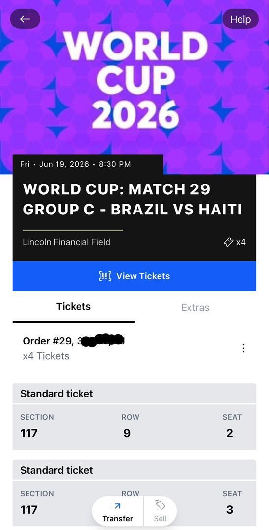 aracelis_millan's tweet photo. Hey Everyone I’ve got for sale 4x tickets to World Cup Game - Brazil vs Haiti 

Venue: Lincoln Financial Field - Philadelphia, PA

Date: Jun 19 at 8:30pm 

Send me a message if interested in purchasing https://t.co/cke81VpMft
