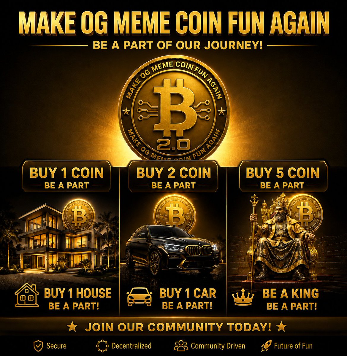 BinanceTopic's tweet photo. Secure, decentralized, and 100% community-driven. Are you in?
#MemeCoin #Crypto #Bitcoin2.0 #WealthMindset #CommunityFirst https://t.co/6wJl8il7zb