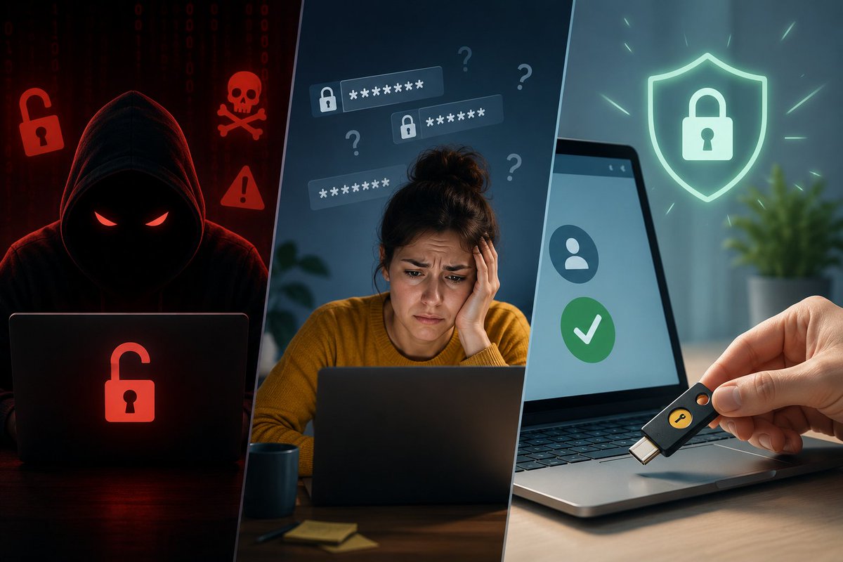 Golden261261's tweet photo. Attackers love passwords.
Users hate passwords.
Security Keys solve both problems.
#CyberSecurity #fido2 #securitykey #Passwordless https://t.co/h51wBjHSno