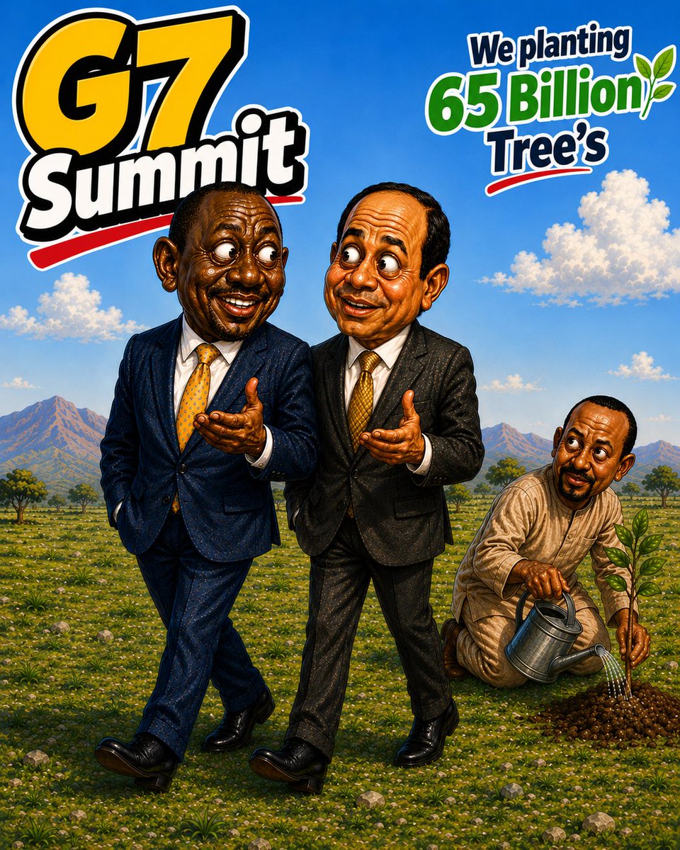 EthioHighlander's tweet photo. @Habtishgreat Ruto attended the G7. El-Sisi sat in the front row. Abiy Ahmed remained the undisputed champion of ceremonial tree planting. Others discussing global power, and strategy Ethiopia's PM looked to convince everyone that a photo with a shovel is a substitute for political results. https://t.co/IbReubPxlN