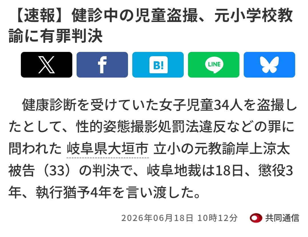 morabokumetu99's tweet photo. 性犯罪に執行猶予つけるなよ
故意にやった犯罪だぞ https://t.co/YcVkBdszJU