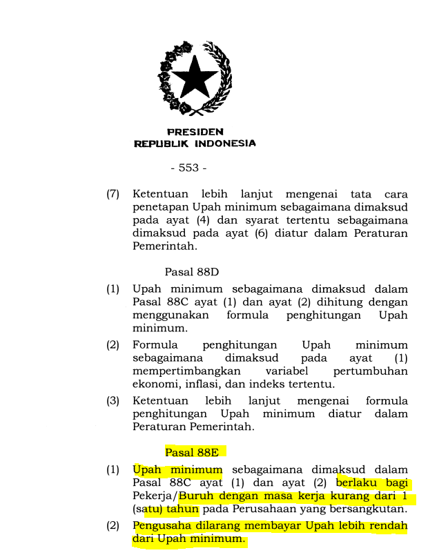MenteriPekerja's tweet photo. Karyawan kontrak (PKWT) di perusahaan WAJIB dapet upah minimum!

Aturan Tegas : Pengusaha dilarang keras bayar gaji di bawah standar Upah Minimum yang berlaku.

Pasal 88E UU 6 tahun 2023

**dikecualikan untuk perusahaan kecil/mikro https://t.co/iYCH7uojpF