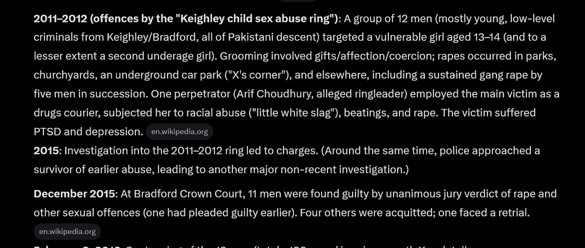 justrightFrank's tweet photo. When Ann Cryer forced The Home Office to take action she was vilified as a racist.
She saw this as an attempt to silence her but she stood her ground and forced Blunkett to take action.
It took the police 2 years to get their first conviction, the rapist was "a youth worker" and was sentenced to just 15 months for 2 sample counts of rape on a 13 year old victim.
That sentence was an insult and look how many years it took for the justice system to work and would it have worked at all without public pressure?
To be continued: