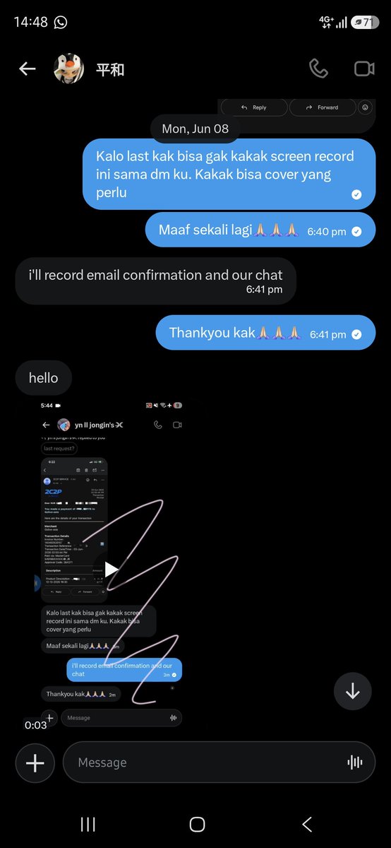 nradrnna__'s tweet photo. Once again guysss. Be careful okay. I pernah deal dengan dia and memang proof dia legit. Dia memang scammer. Beware guys. Kalau nak beli from other countries, tolong tanya dekat group or tanya siapa2 yang tahu. Thank god kawan i tak jadi proceed masatu.
#exoinkl #exhorizoninkl https://t.co/1A6kyKYNZq