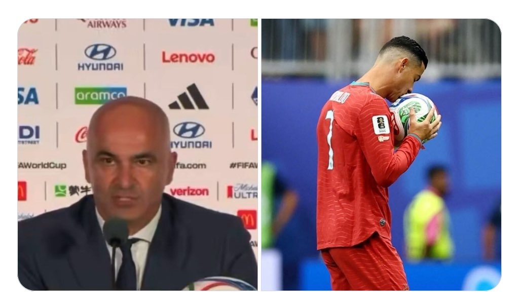 odumoduFun08's tweet photo. 🚨 Roberto Martínez when asked about not subbing off Cristiano.

“It made no sense at all to take off Cristiano Ronaldo who is the best goalscorer in history off the field when we were looking for goals”. https://t.co/FpIx1TIkwX