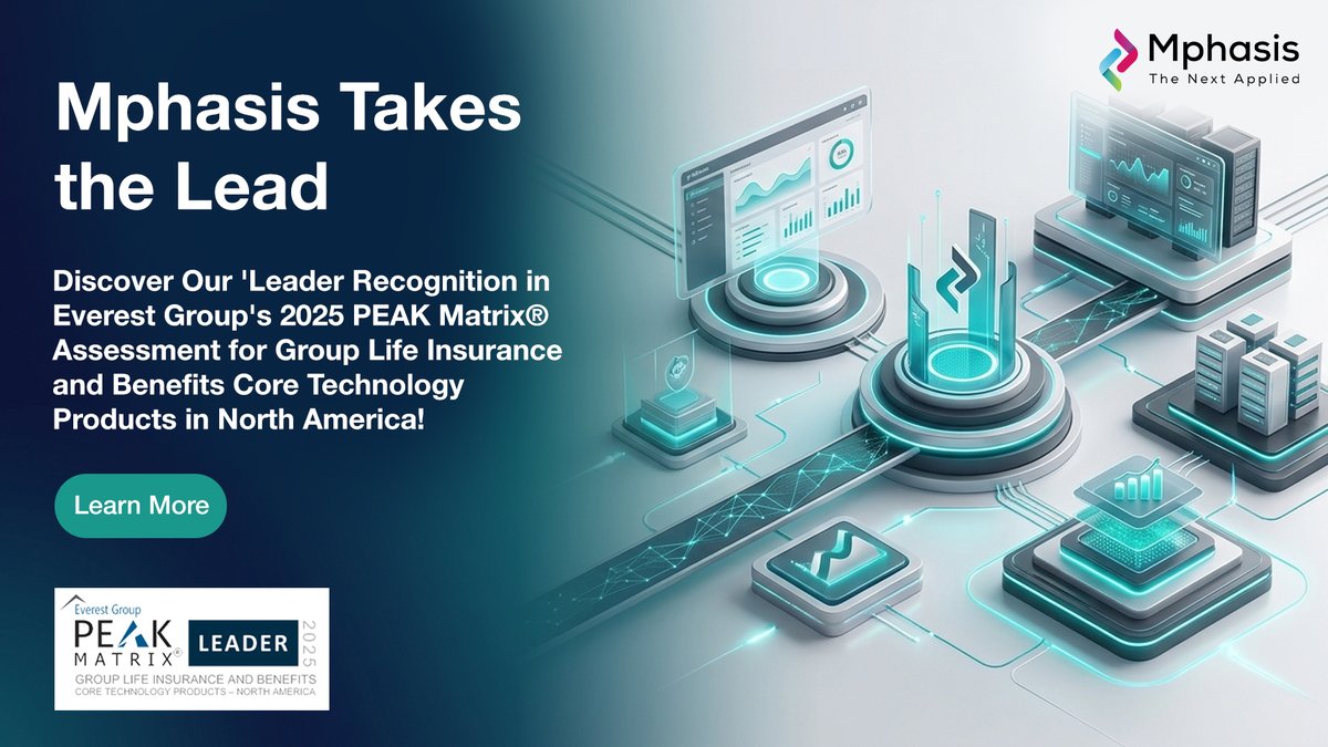Mphasis's tweet photo. Mphasis has been recognized as a leader in Everest Group’s 2025 PEAK Matrix® Assessment for Group Life Insurance and Benefits Core Technology Products in North America!

This recognition highlights our commitment to innovative and tailored solutions for complex group insurance needs.

Download the report to learn more! https://t.co/cHOxJ4A2DN

#EverestGroup #Insurance #InsuranceIndustry #StayAhead #EngineeringIsInOurDNA #IntelligentEngineering #AIWithoutIntelligenceIsArtificial