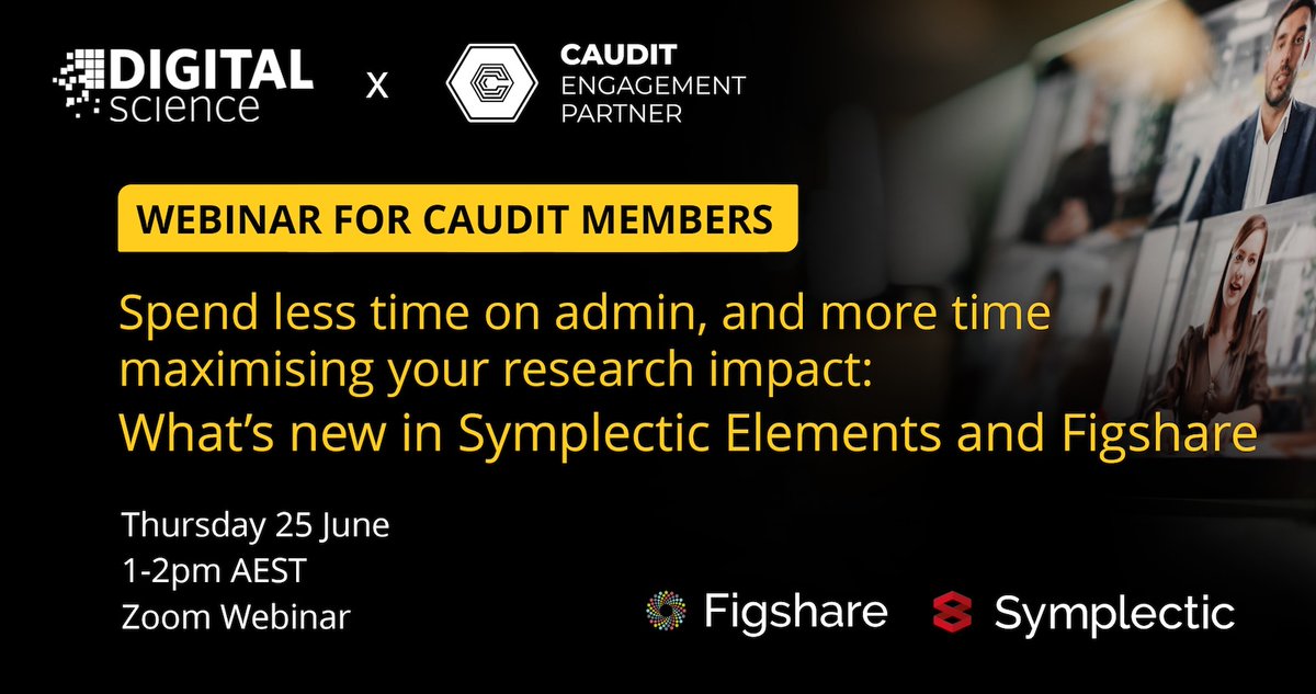 digitalsci's tweet photo. Proud to be a 2026 CAUDIT Engagement Partner. 🤝

On 25 June, we're hosting an exclusive showcase for #CAUDIT members – a live look at what's new in @Symplectic Elements &amp; @figshare for ANZ higher ed.

CAUDIT members can find out more and register here: https://t.co/LbazVIrhWH https://t.co/ZRrZSKlfqK