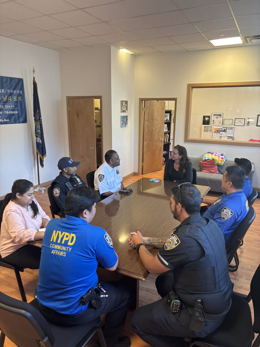 NYPD109Pct's tweet photo. Deputy Inspector Chowdhury had a productive meet &amp; greet with NYS Assembly Member @NilyRozic. After introductions, they discussed local crime and quality-of-life issues, sharing a strong commitment to working closely together for a safer community. 🤝 #CommunityPolicing https://t.co/6d2RVqfrwF
