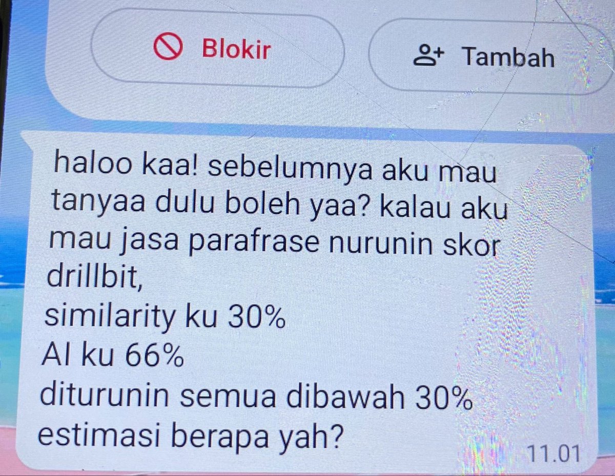 jokiaidrillbit's tweet photo. (TIAP HARI UP BANYAK TESTI REAL TIME❗️)
Testi lagi parafrase ai drillbit hari ini 🤗
Similarity awal 30%, AI awal 66%
Jadi tinggal similarity 16%, AI 4% aja🫨
Se gacor ini emang parafrase drillbit disini🔥🤩
#zonauang #parafrase #drillbit #ut https://t.co/Xvq3zoavXQ