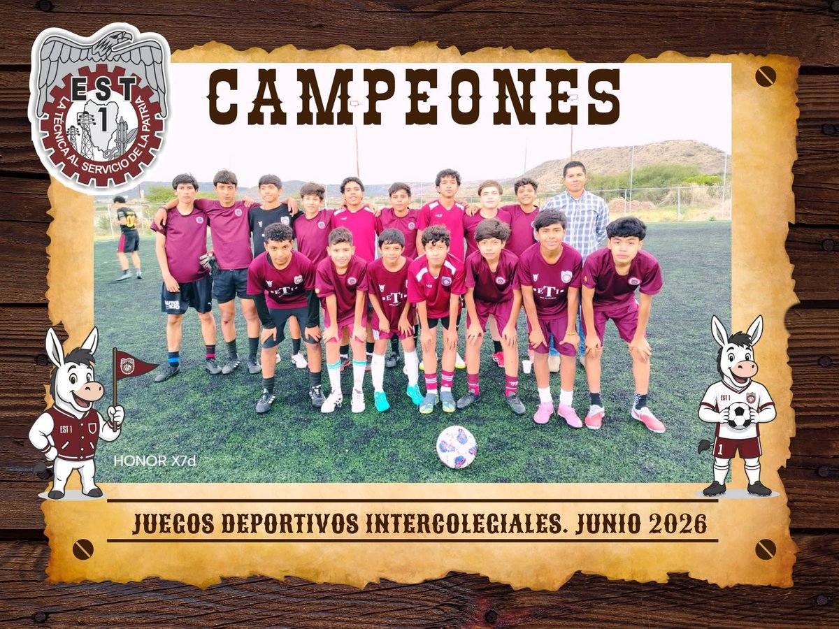 _RobledoJM's tweet photo. 🏆⚽ ¡CAMPEONES!

Felicidades al equipo varonil de fútbol de la EST 1 por conquistar el Campeonato Intercolegial al vencer 3-1 al Colegio Inglés. 👏🏽🔥

Gran trabajo, esfuerzo y entrega de nuestros jugadores. 

#SomosEST1 #EST1 #OrgulloETI #Campeones @NoemiJuarezSEB  @SEP_mx https://t.co/pAlkiFYqlx
