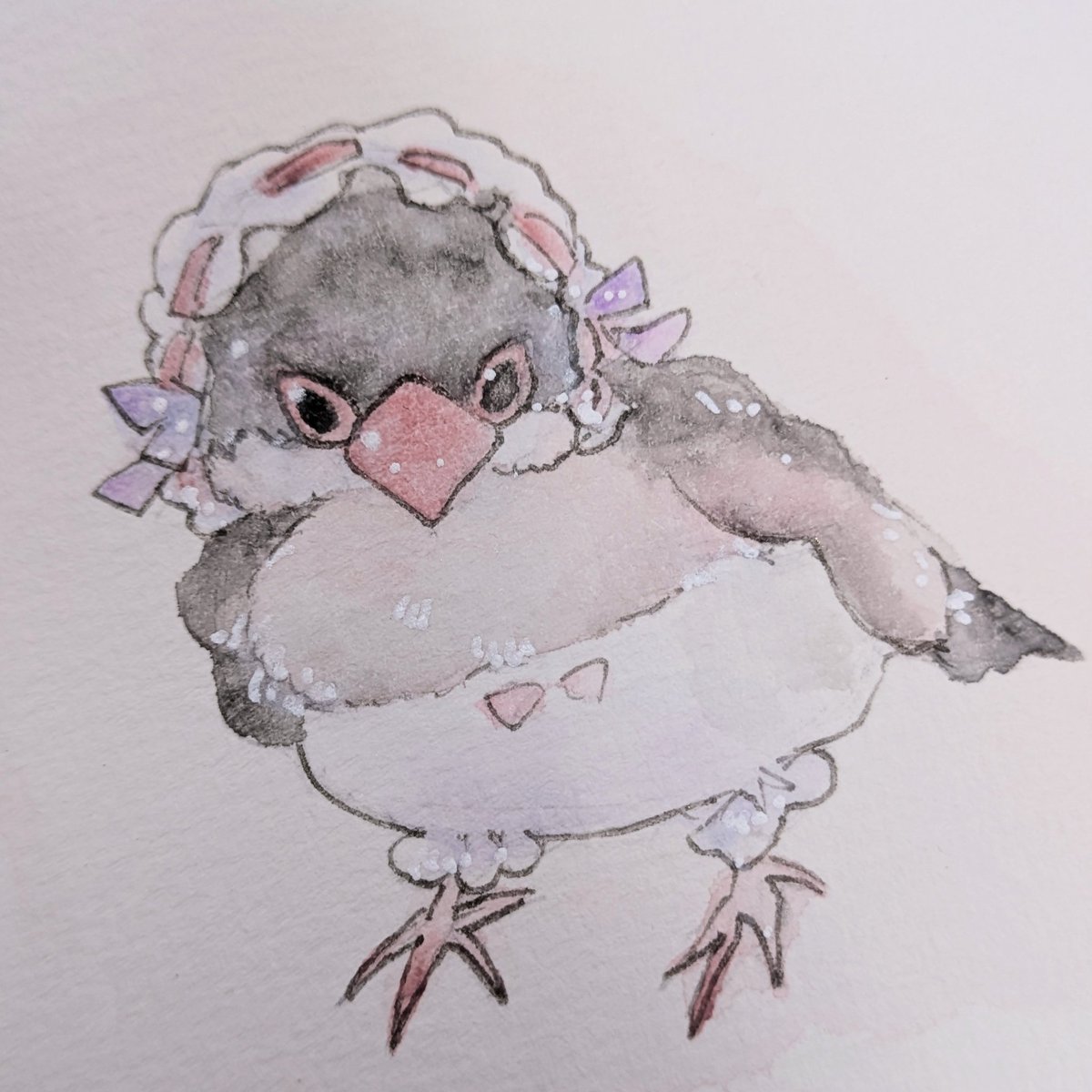 miturumaruo's tweet photo. うちの子(ペット)にフリフリを着せちゃう、ペット似顔絵みたいなの、ゆるーく送料別￥1500(ポストカードサイズ)で募集しようかな…と 。
参考にうちの小鳥をフリフリさせました🐦 https://t.co/rwXkWPxbrC