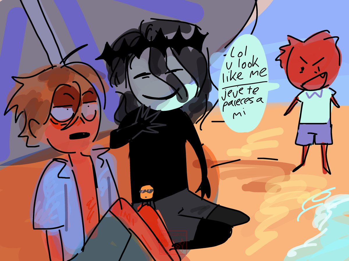 ambiguouslulz's tweet photo. Noli7n7 family go to the beach and 007n7 gets sunburned (my au) https://t.co/Hu9zEg92HN
