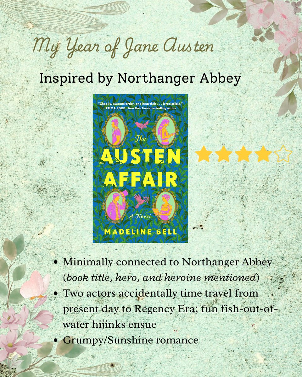 HappyReading24's tweet photo. 2026 is my year of Jane Austen's novels. After beginning with Persuasion in February, our Jane Austen Book Club is reading them in the order they were written.

We read Northanger Abbey in April and retellings in May and June. See my comments and star ratings in the images. https://t.co/cVW8z9e86j