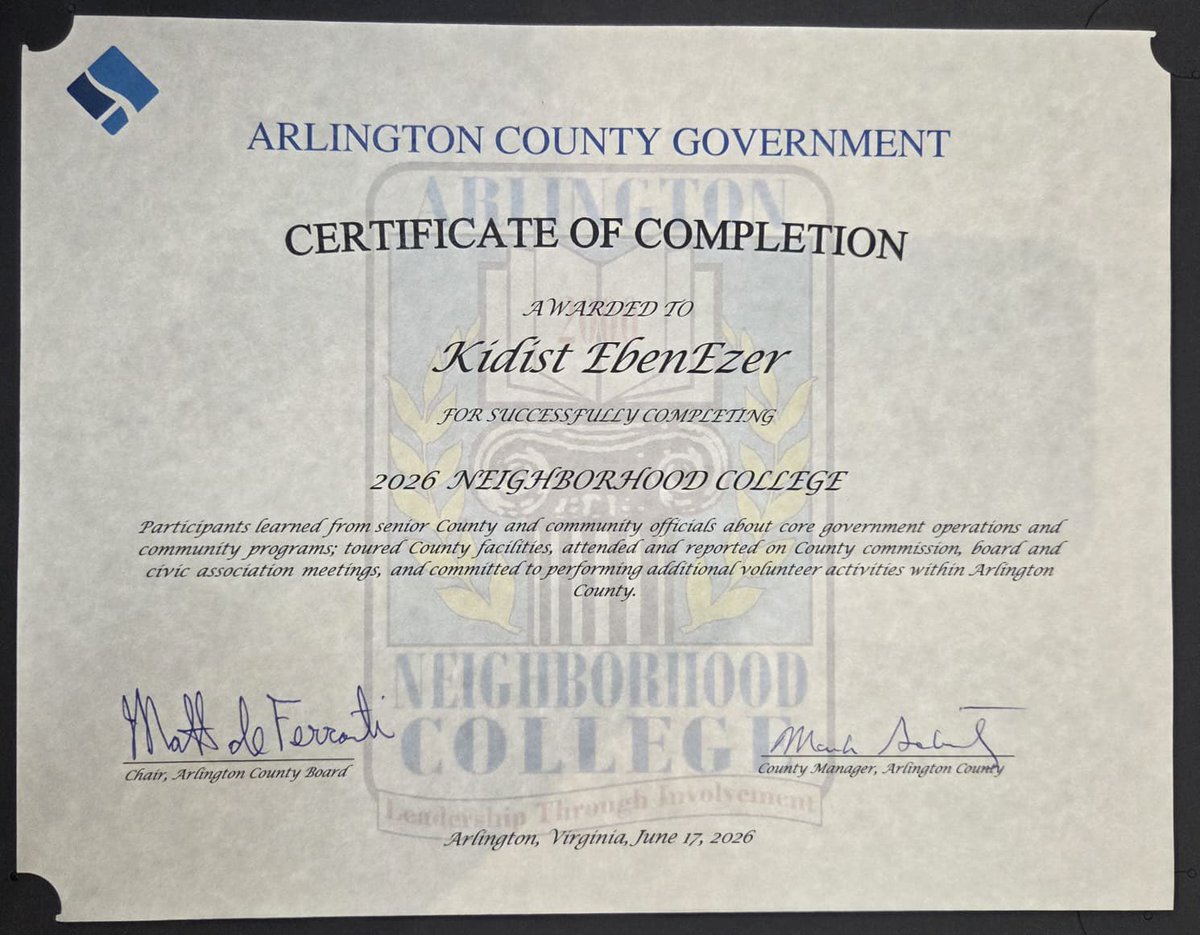 OKIDIST's tweet photo. Proud to graduate from Arlington Neighborhood College Class of 2026!
Special thanks to Naudy Martinez for her leadership and support throughout the program.

#ArlingtonNeighborhoodCollege #ArlingtonCounty #Graduation2026 #CommunityLeadership #ArlingtonVA https://t.co/01RkFu0D0A