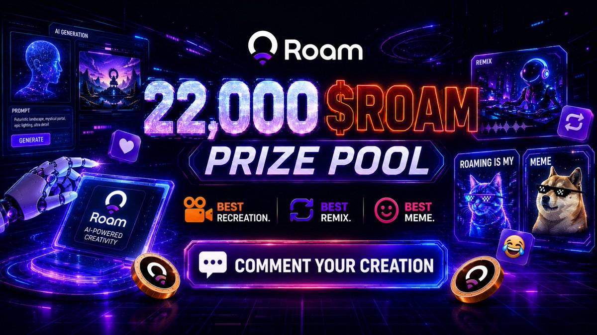 weroamxyz's tweet photo. Reminder: Recreate the Classics is still open. ⏳

22,000 $ROAM, three categories, and a blank canvas waiting for your take on a classic.

Create with Roam AI → comment under our pinned tweet → you're in.

Closes June 24, 8PM PST. We can't wait to see what you make. https://t.co/X8VmKSAjH9