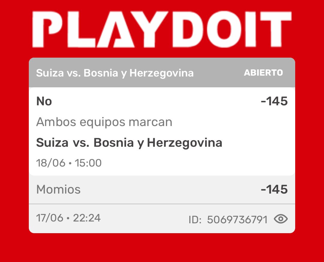 PatoPicksMx's tweet photo. ⚽ PICK Mundial ⚽
🇧🇦 Bosnia @ 🇨🇭 Suiza
🔷 🇨🇭BTTS NO (-145) 
💸 Apuesta 2.18U
🔷 🇨🇭 Suiza Gana a 0 (+136)
💸 Apuesta 1U
⏰ 1:00 pm (CDMX)

📊 Suiza con 62.25% de probabilidad de victoria — dominó a Catar en xG pero el 1-1 no reflejó su superioridad
📊 Bosnia lleva 6 partidos consecutivos terminando en empate — patrón de equipo que no decide ni a favor ni en contra
📊 Suiza nunca ha perdido contra Bosnia en competencias oficiales — 3 victorias, 1 empate en 5 encuentros históricos
📊 Džeko llega con dudas físicas — la principal referencia ofensiva de Bosnia comprometida para este partido clave

🧠 Suiza necesita los 3 puntos tras dejar escapar 2 vs Catar y tiene el plantel para imponerse. Bosnia con Džeko en duda y el patrón de no marcar en duelos de exigencia hacen el pick de Suiza ganando sin que Bosnia anote muy atractivo a +136. Complementamos con el NO BTTS a -145 para mayor seguridad.

#Mundial2026 #FIFAWorldCup #Fútbol #SportsBetting #ApuestasDeportivas #FreePick #PicksGratis
