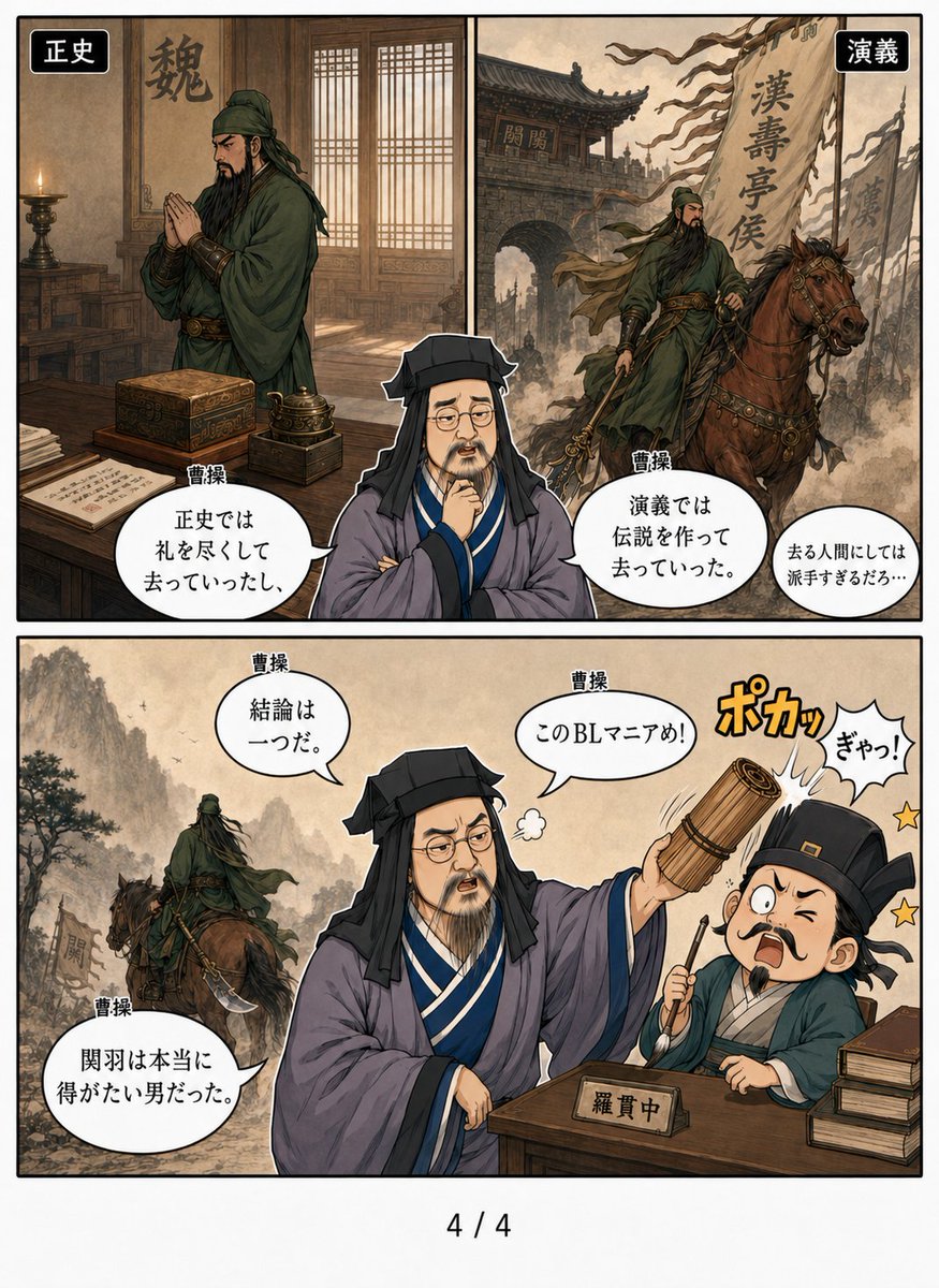 CaoThree's tweet photo. それが知りたい：曹操の関羽愛
羅貫中はBLマニアだったのか…

그것이 알고 싶다 : 조조의 관우 사랑 
나관중은 BL 마니아 인가...

* JP Ver. https://t.co/w4fIKcf7d8