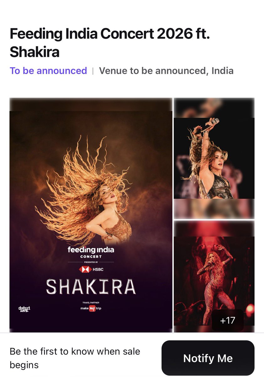 ShakOnChart's tweet photo. Shakira’s postponed concerts in India are still listed on District’s website as “Coming Soon” and “Venue to Be Announced” 👀🇮🇳 https://t.co/AYxiMWJ51Q