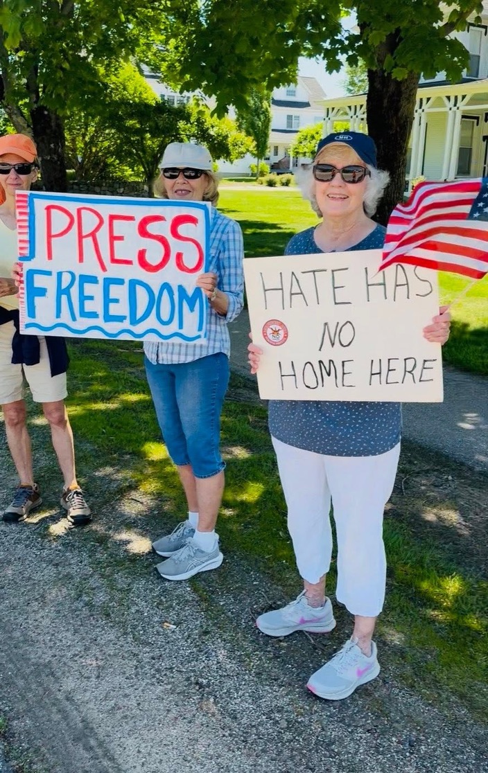 libsofwolfeboro's tweet photo. What was the average age at the Wolfeboro-Tuftonboro Democrats' anti-Trump hate rally on June 13, 2026, in Wolfeboro, NH. https://t.co/o4FCNYyOiz