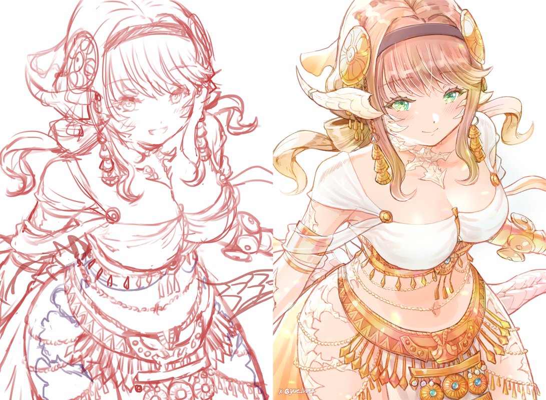 yue_limsa's tweet photo. #絵描きの方々_ラフと完成本_温度差_見せてください
ラフとの比較いろいろ！
途中で表情変えてみたり試行錯誤ですw https://t.co/mR1rRCH9Pz