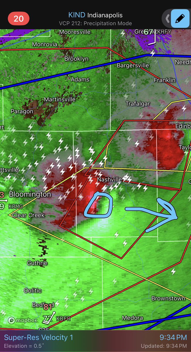 severewxnerd's tweet photo. Wouldn’t be suprised to see anouther strong to intemse tornado near Nashville Indiana soon. #INwx https://t.co/qnwy2lEhbH
